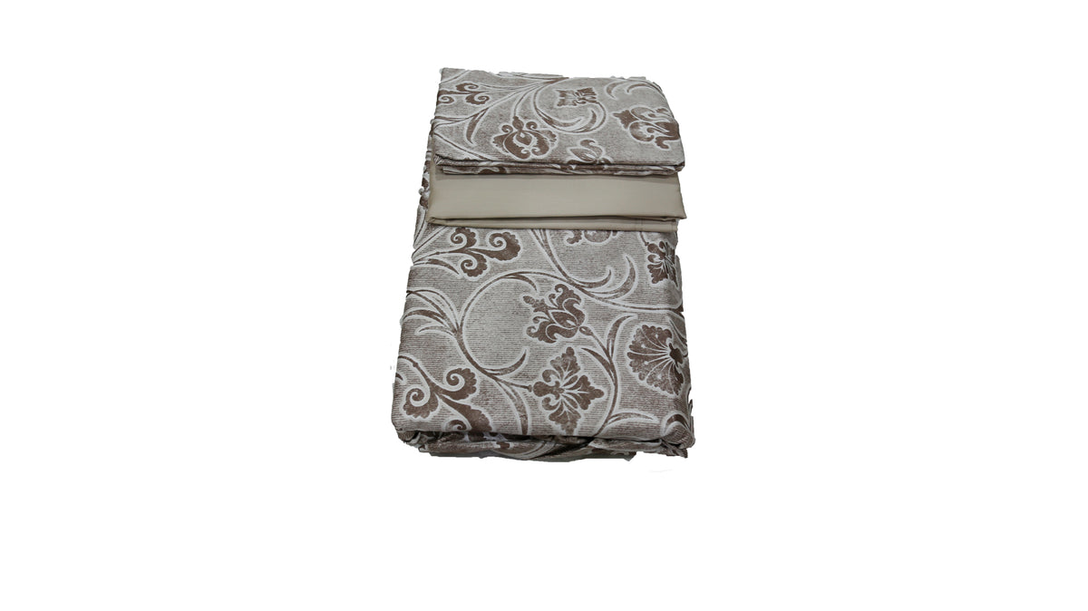 Folded grey paisley bedsheet set seen from above, Trident Nectarsoft
