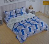Boutique Living Boxes Pattern Double Bedsheet with 2 Pillow Covers