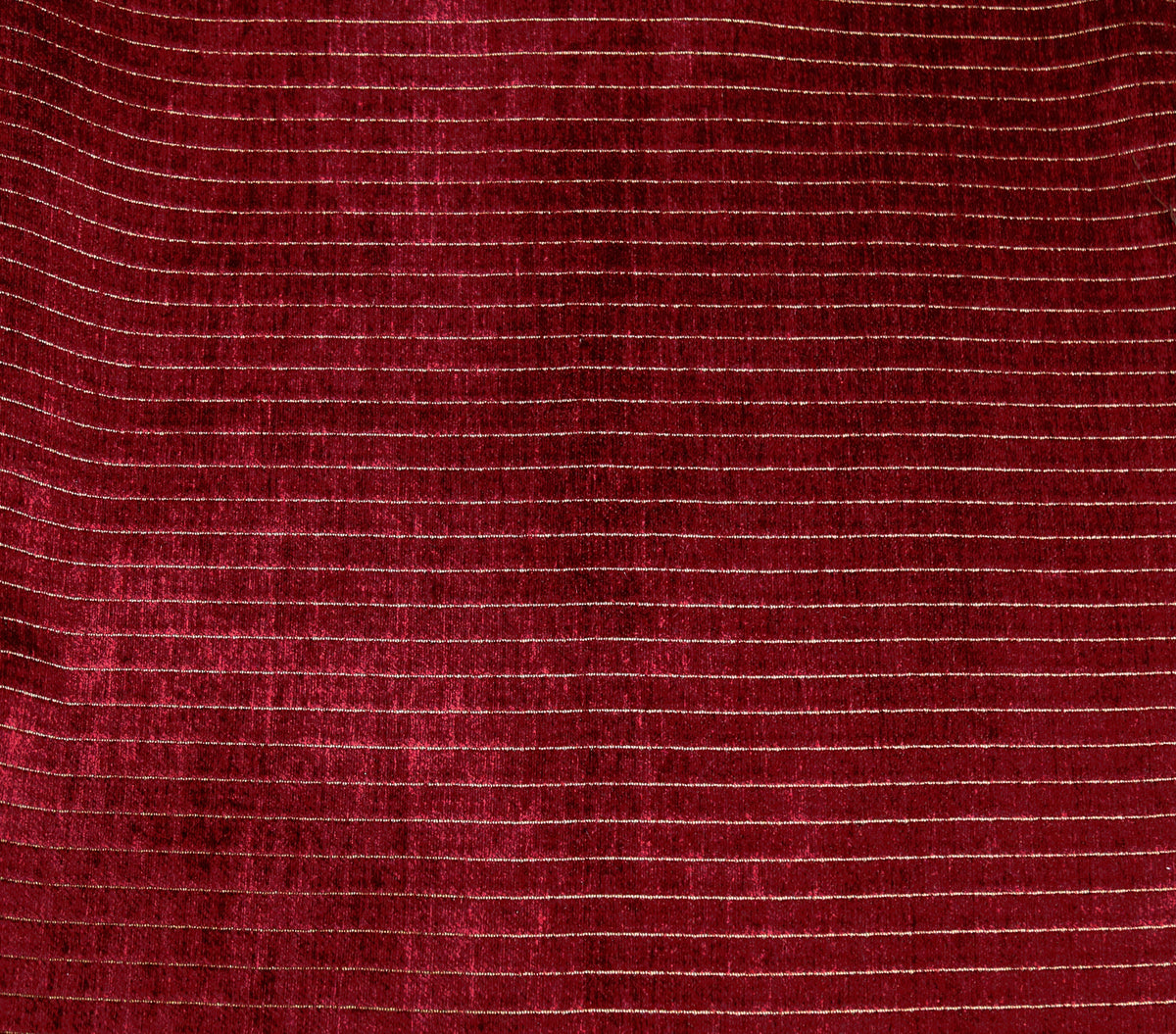 Deep maroon chenille jacquard upholstery fabric with fine horizontal slub stripes