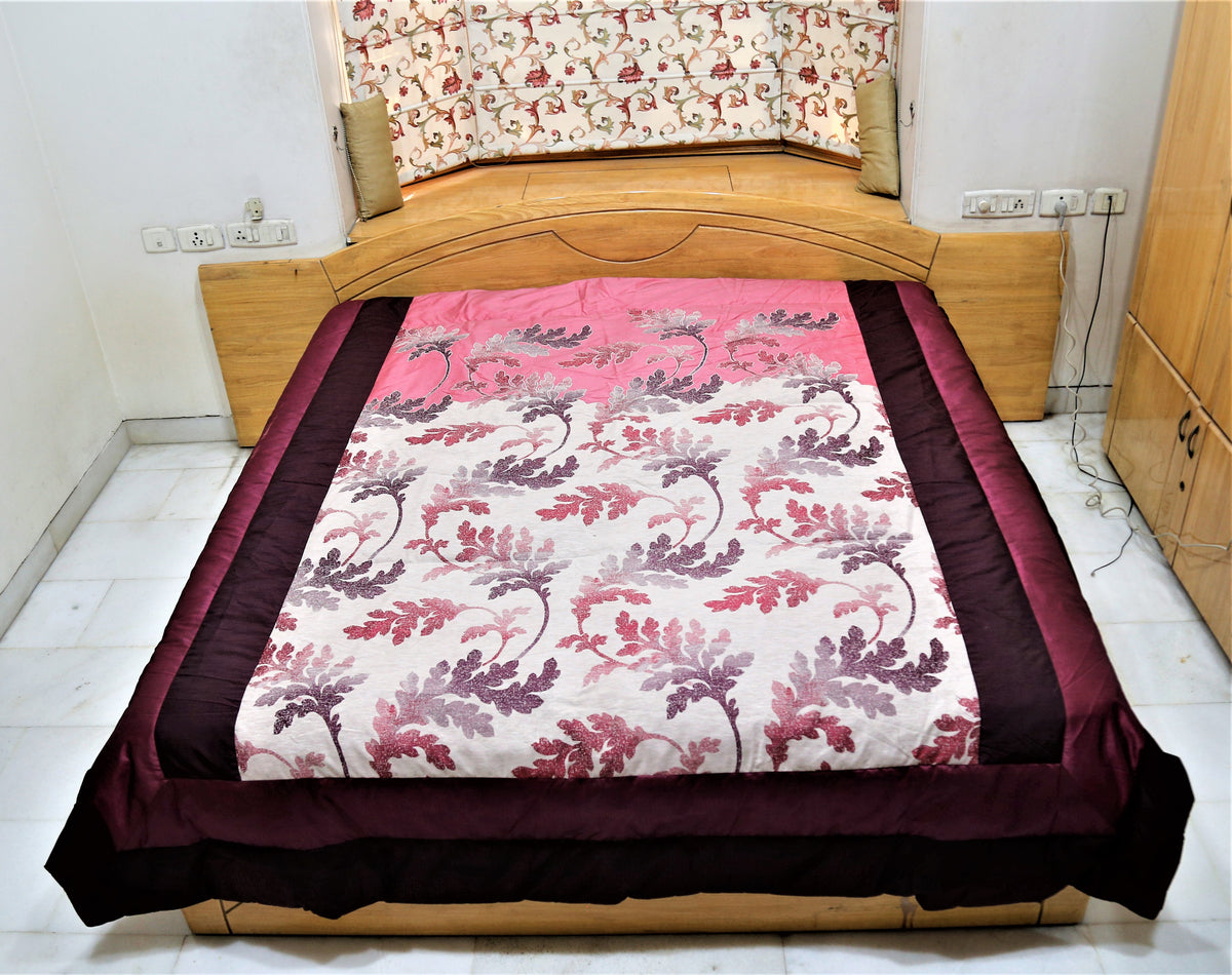 Printed 30% Down Feather(Pink/Wine) Quilt (90x108 Inch) - Jagdish Store Online Since 1965