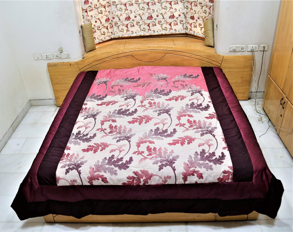 Printed 30% Down Feather(Pink/Wine) Quilt (90x108 Inch) - Jagdish Store Online Since 1965