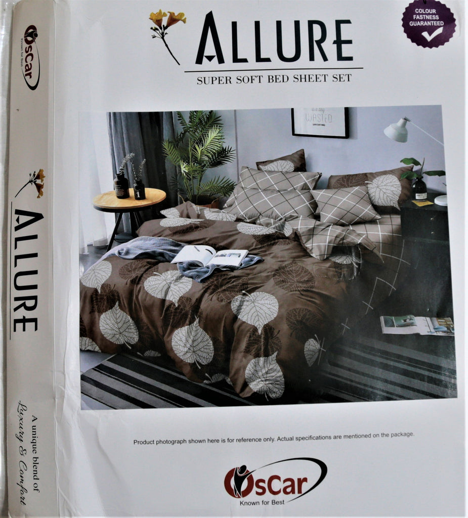Oscar Allure Cotton Bedsheet(90 X 100 Inch) Set -(1 bedsheet+ 2 Pillow Covers) - Jagdish Store Online Since 1965