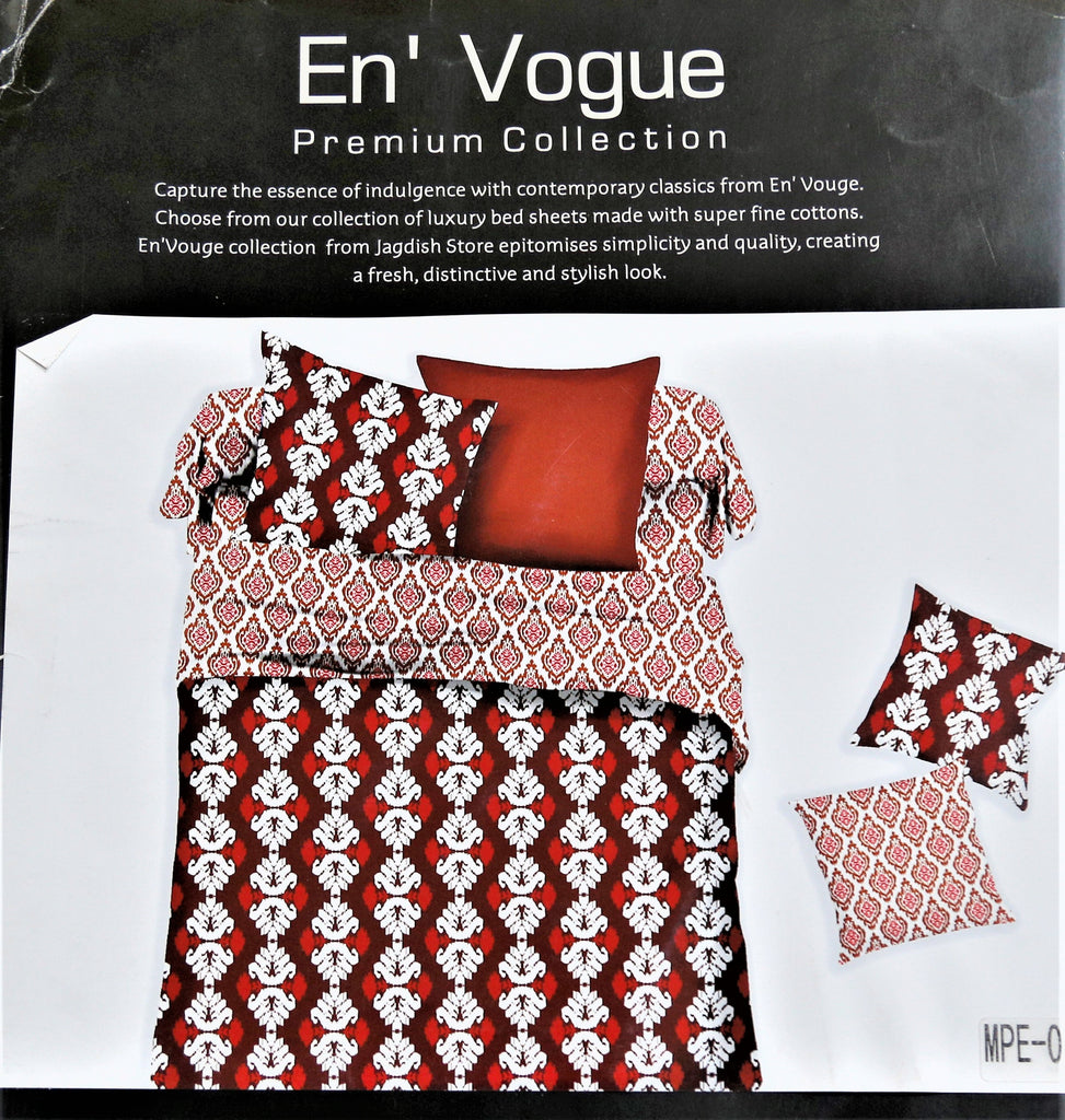 En' Vogue Maple Cotton Bedsheet(108 X 108 Inch) Set -(1 bedsheet+ 2 Pillow Covers) - Jagdish Store Online Since 1965