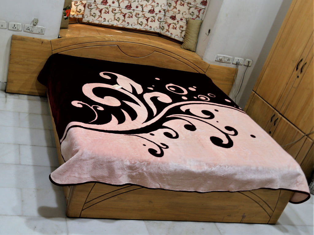 Belpa (Printed) Burgundy Blanket-(220 X 240 Cm) - Jagdish Store Online Since 1965