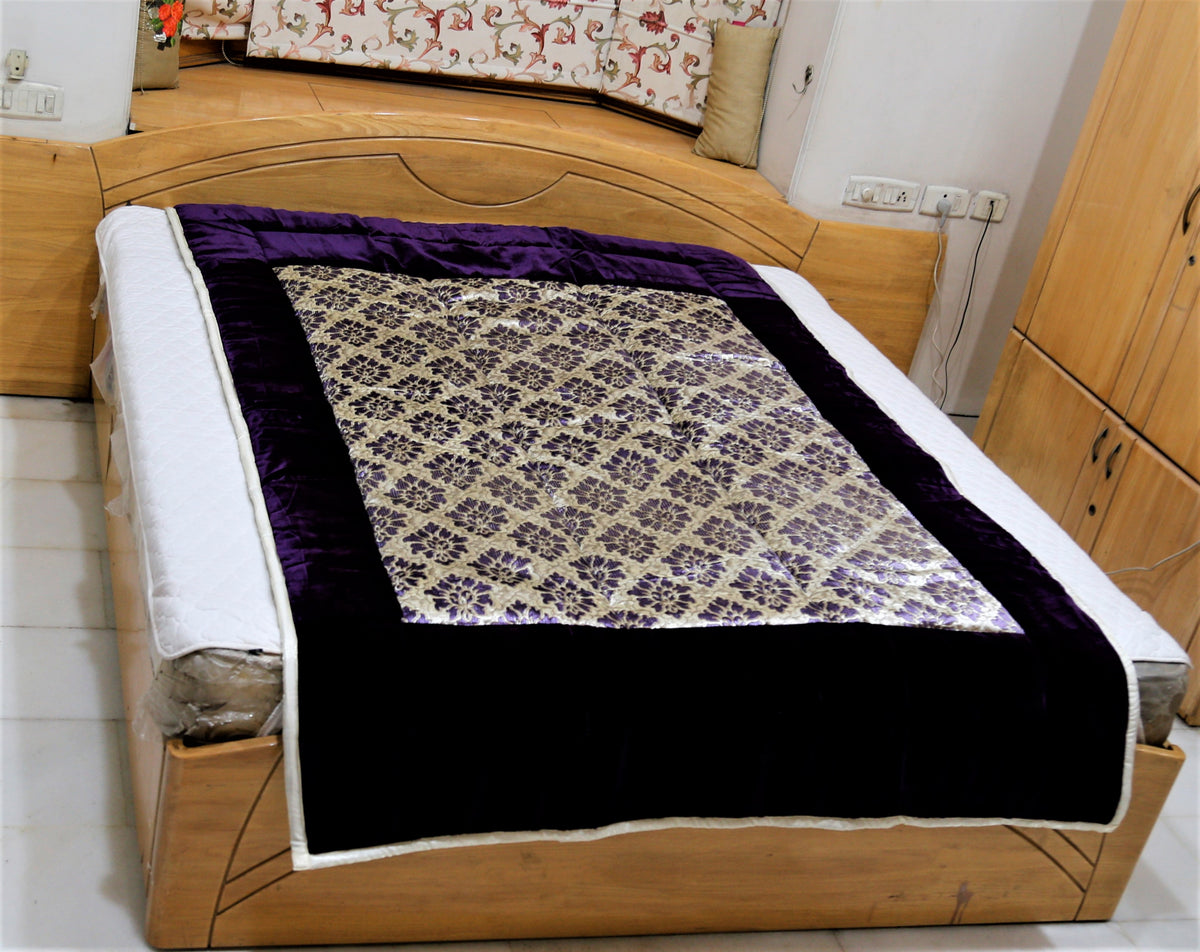 Purple Printed Chenille Quilt front view