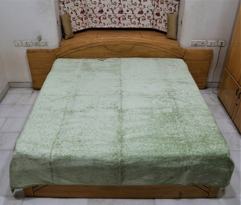 Monaco (Lemon/Green)Blanket(220 X 240 Cm)-Fur - Jagdish Store Online Since 1965
