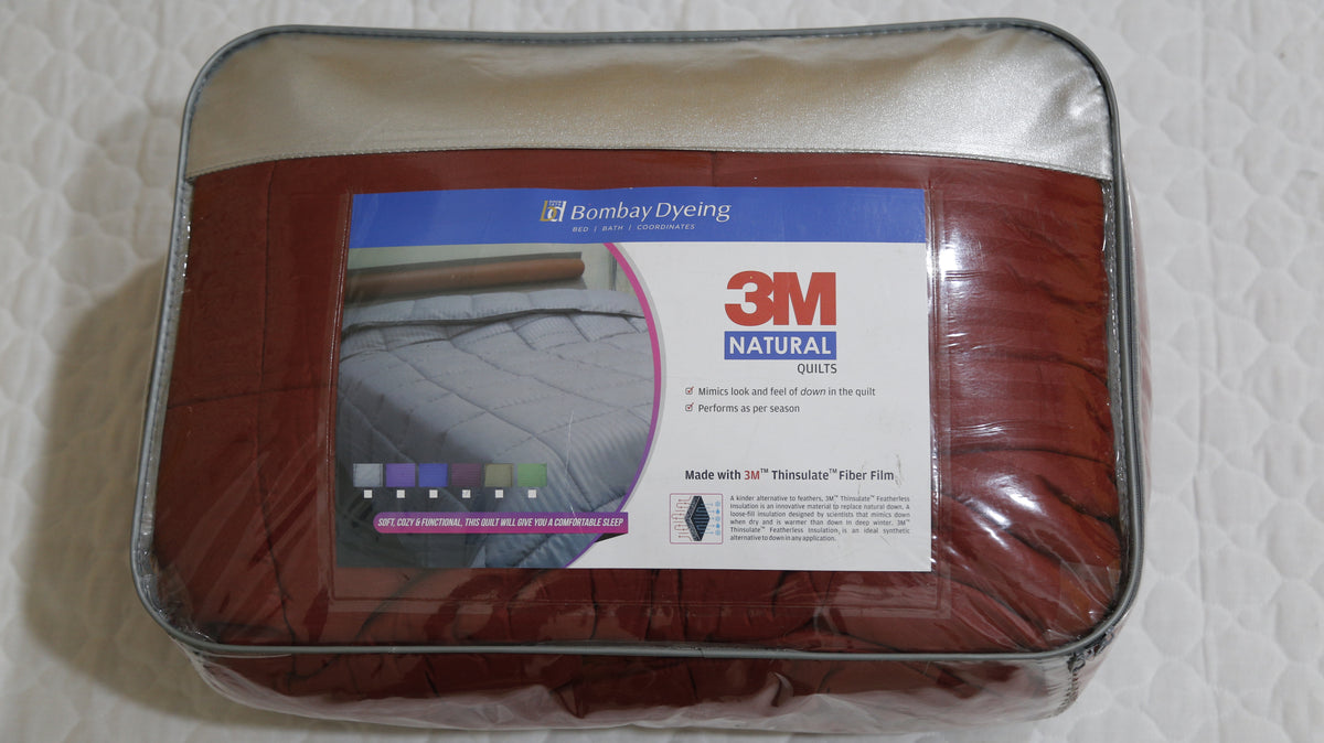Bombay Dyeing 3M Satin Stripe (Maroon) Microfibre Quilt (90x108 Inch) - Jagdish Store Online Since 1965
