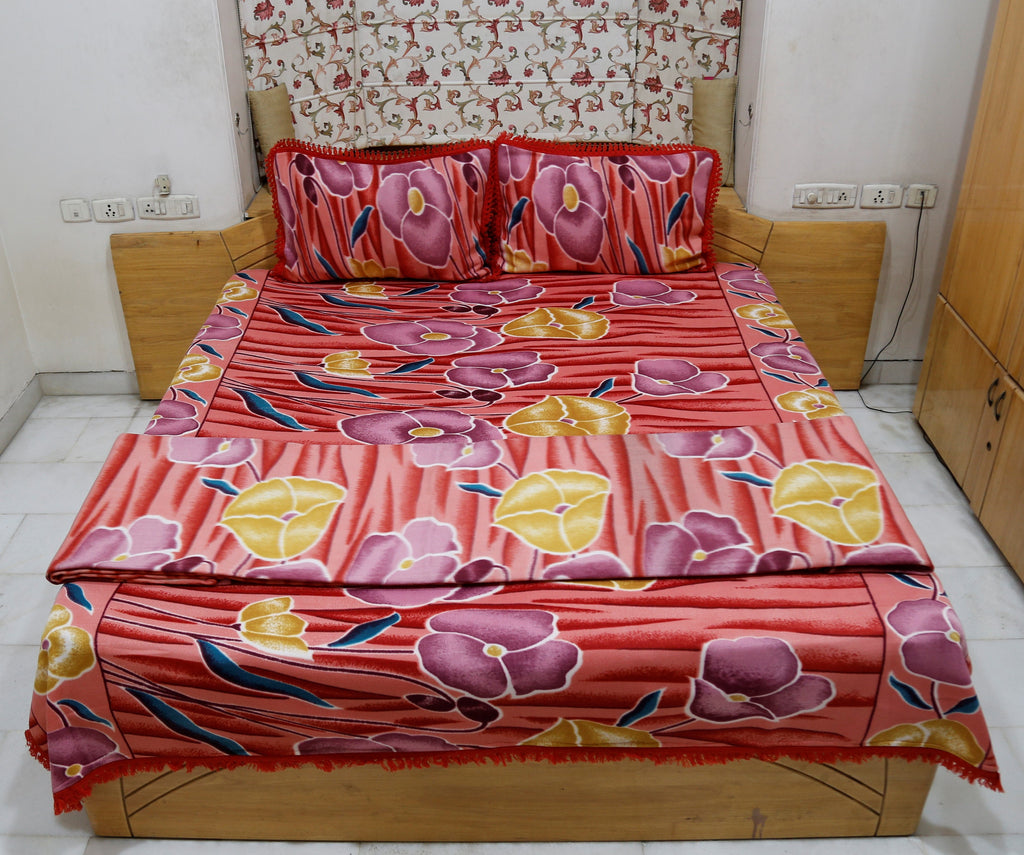 Mink Printed Blanket(220 X 240 Cm)-4Pcs Set (Polyester) - Jagdish Store Online Since 1965