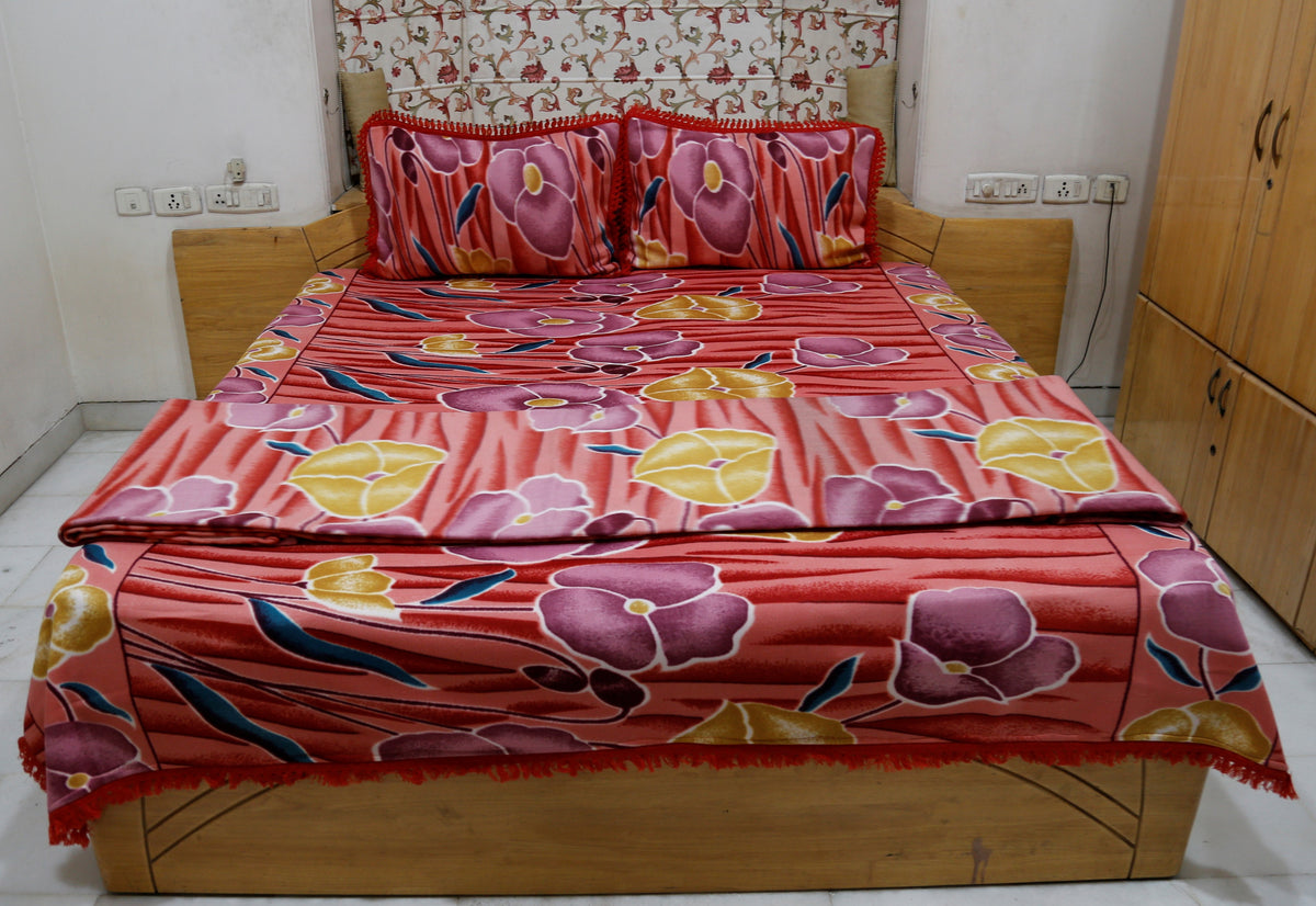 Mink Printed Blanket(220 X 240 Cm)-4Pcs Set (Polyester) - Jagdish Store Online Since 1965