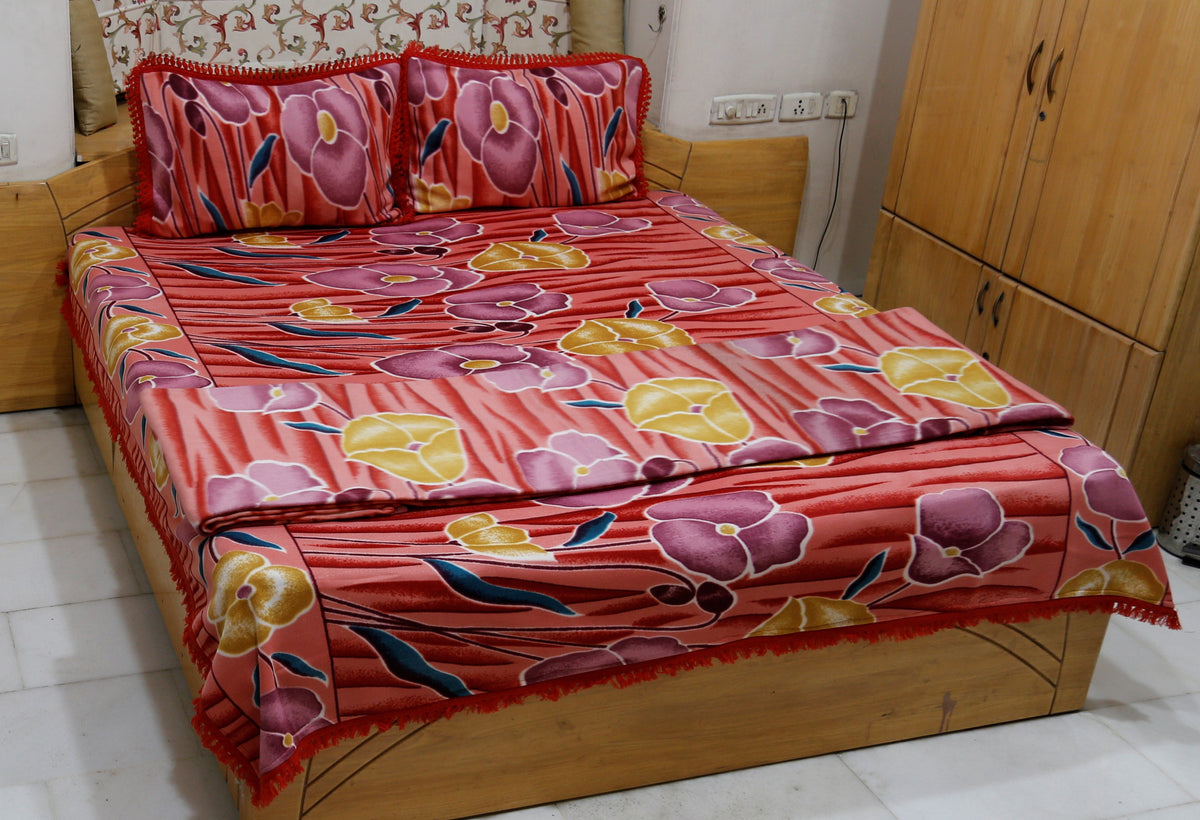 Mink Printed Blanket(220 X 240 Cm)-4Pcs Set (Polyester) - Jagdish Store Online Since 1965