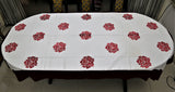 Embroidery(60x108 Inch)Table Cover(Cream/Red)-Linen - Jagdish Store Online Since 1965
