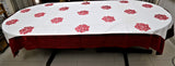 Embroidery(60x108 Inch)Table Cover(Cream/Red)-Linen - Jagdish Store Online Since 1965