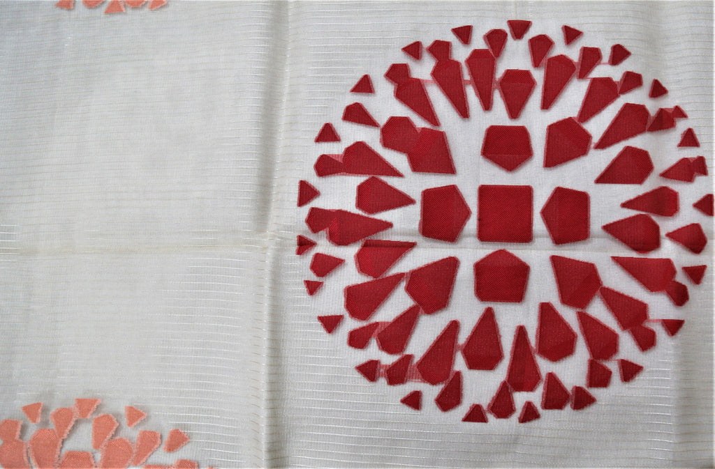 Printed(60x108 Inch)Table Cover(Cream/Gajri)-Sheer/Polyester - Jagdish Store Online Since 1965
