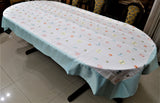 Embroidery(60x108 Inch)Table Cover(White/Sea-Green)-Sheer/Satin - Jagdish Store Online Since 1965