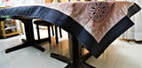 Block Printed (60x108 Inch)Table Cover(Brown/Black)-Silk - Jagdish Store Online Since 1965