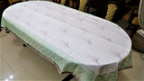 Embroidery(60x120 Inch)Table Cover(Cream/Green)-Tissue/Polyester - Jagdish Store Online Since 1965