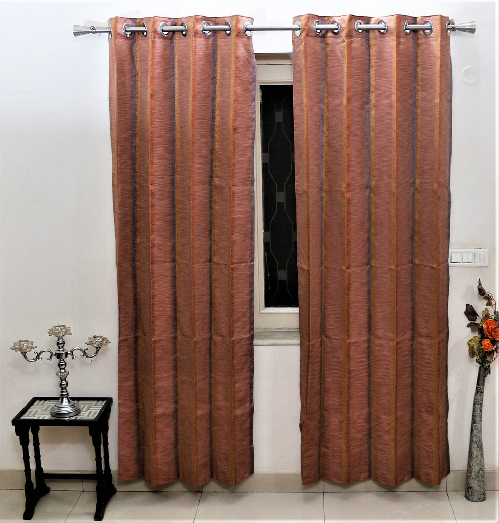 (Pink) Curtain Self Design- Polyester(7 X 4 Feet) - Jagdish Store Online Since 1965