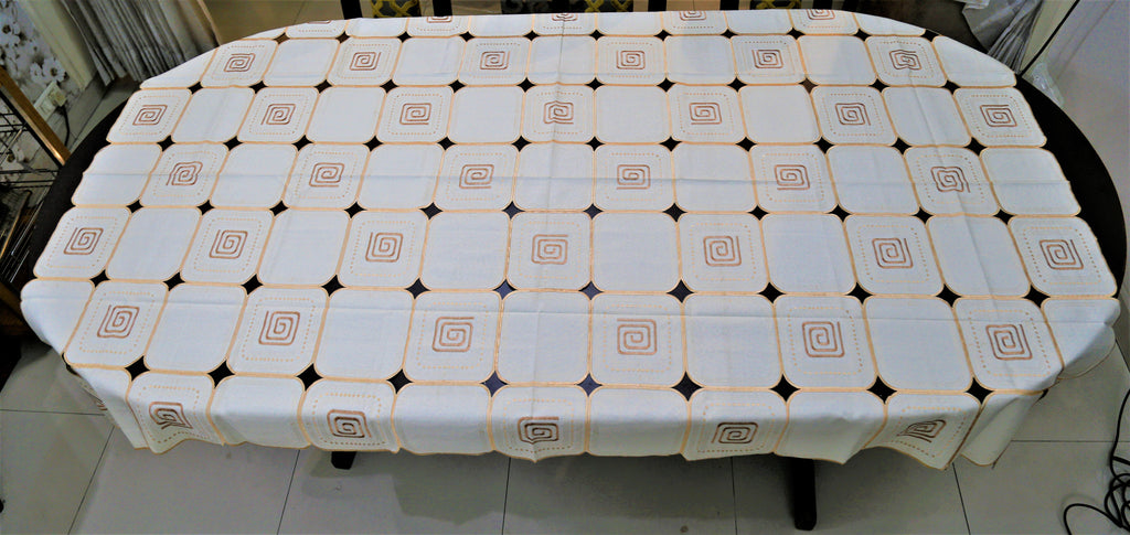 Cut Work(60x90 Inch)Table Cover(Beige)-Polyester - Jagdish Store Online Since 1965