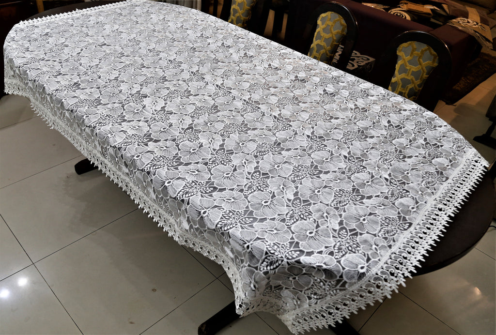 Embroidery+Lace(60x90 Inch)Table Cover(White)-Sheer - Jagdish Store Online Since 1965