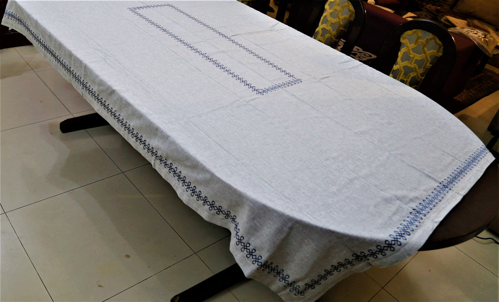 Embroidery(60x90 Inch)Table Cover(Grey)-Cotton - Jagdish Store Online Since 1965