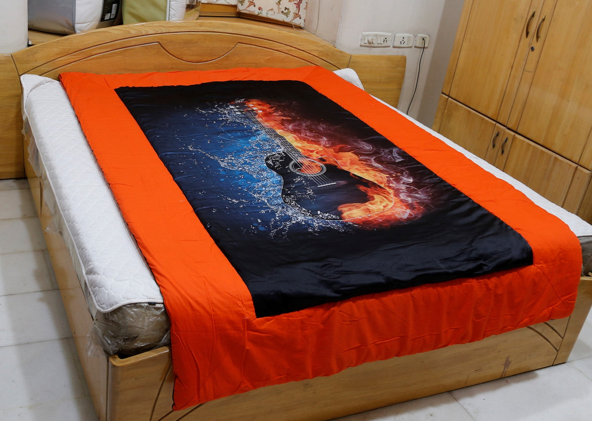Orange Printed Polyester Quilt front view