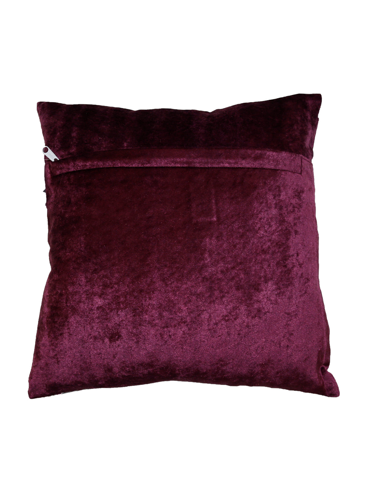 Plain wine velvet reverse of the silver foil printed cushion cover