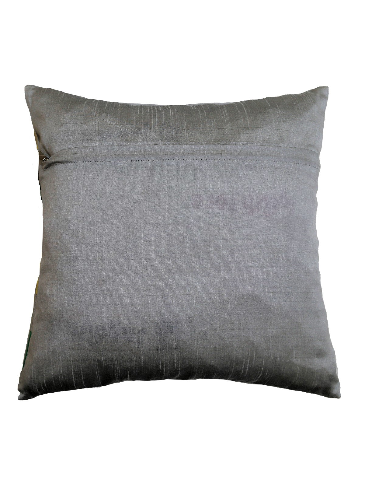Plain grey reverse of the colour block patchwork cushion cover
