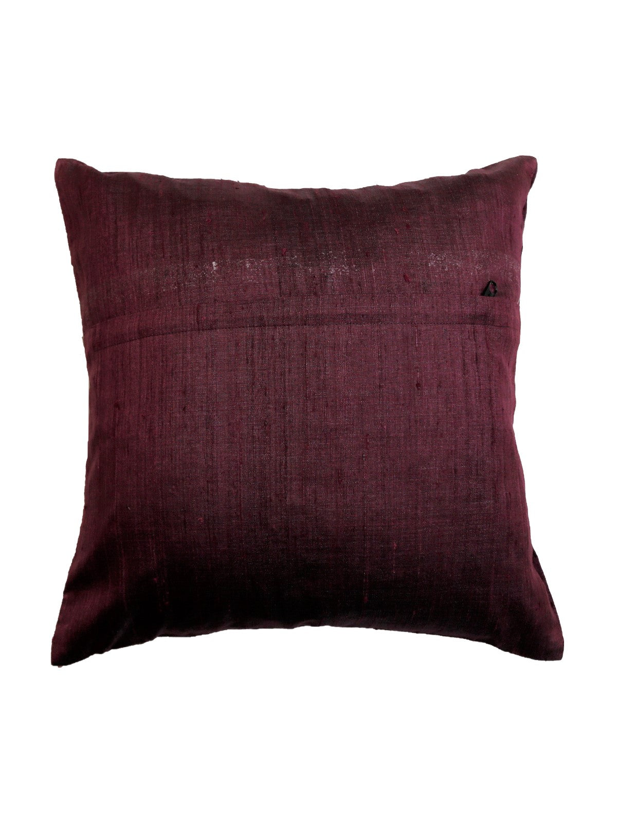 Plain deep plum reverse of the beaded floral spray cushion cover