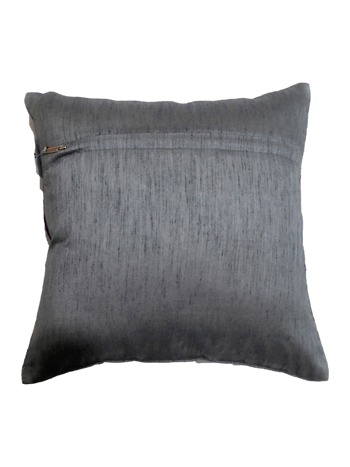 Plain grey dupion silk reverse of the banarasi brocade cushion cover