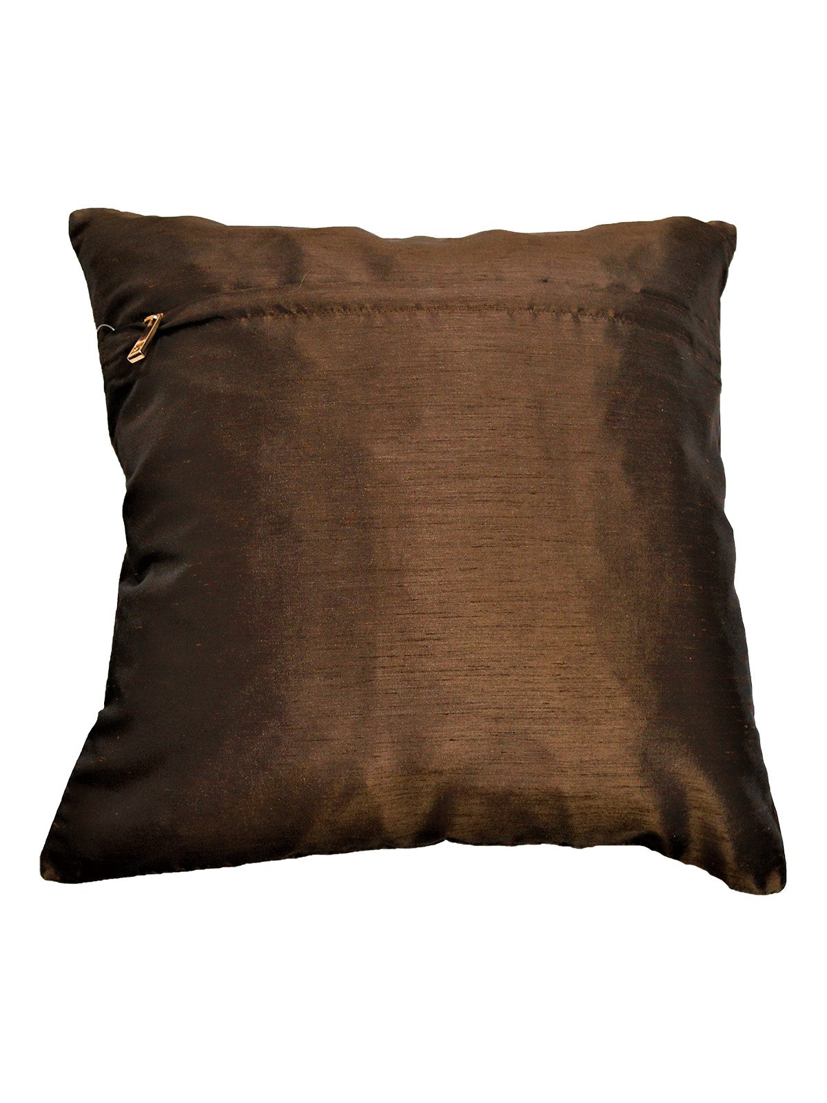 Plain brown reverse of the lotus appliqué cushion cover