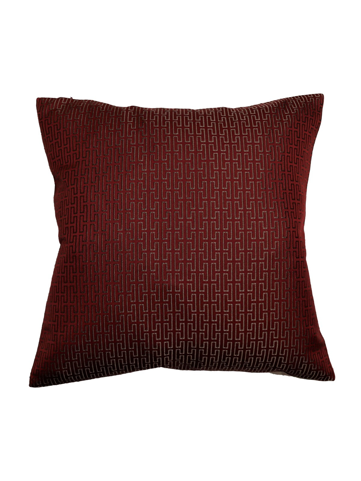 Deep maroon textured reverse of the reversible star lattice cushion cover