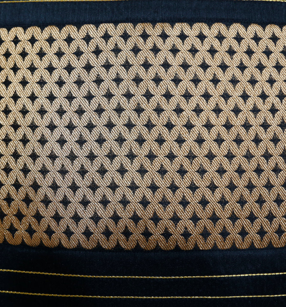 (Black/Gold)Brocade- Dupion Silk Cushion Cover - Jagdish Store Online Since 1965