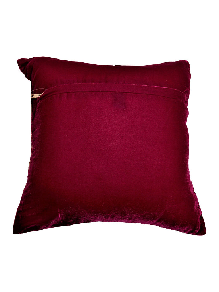(Magenta)Brocade- Velvet Cushion Cover - Jagdish Store Online Since 1965