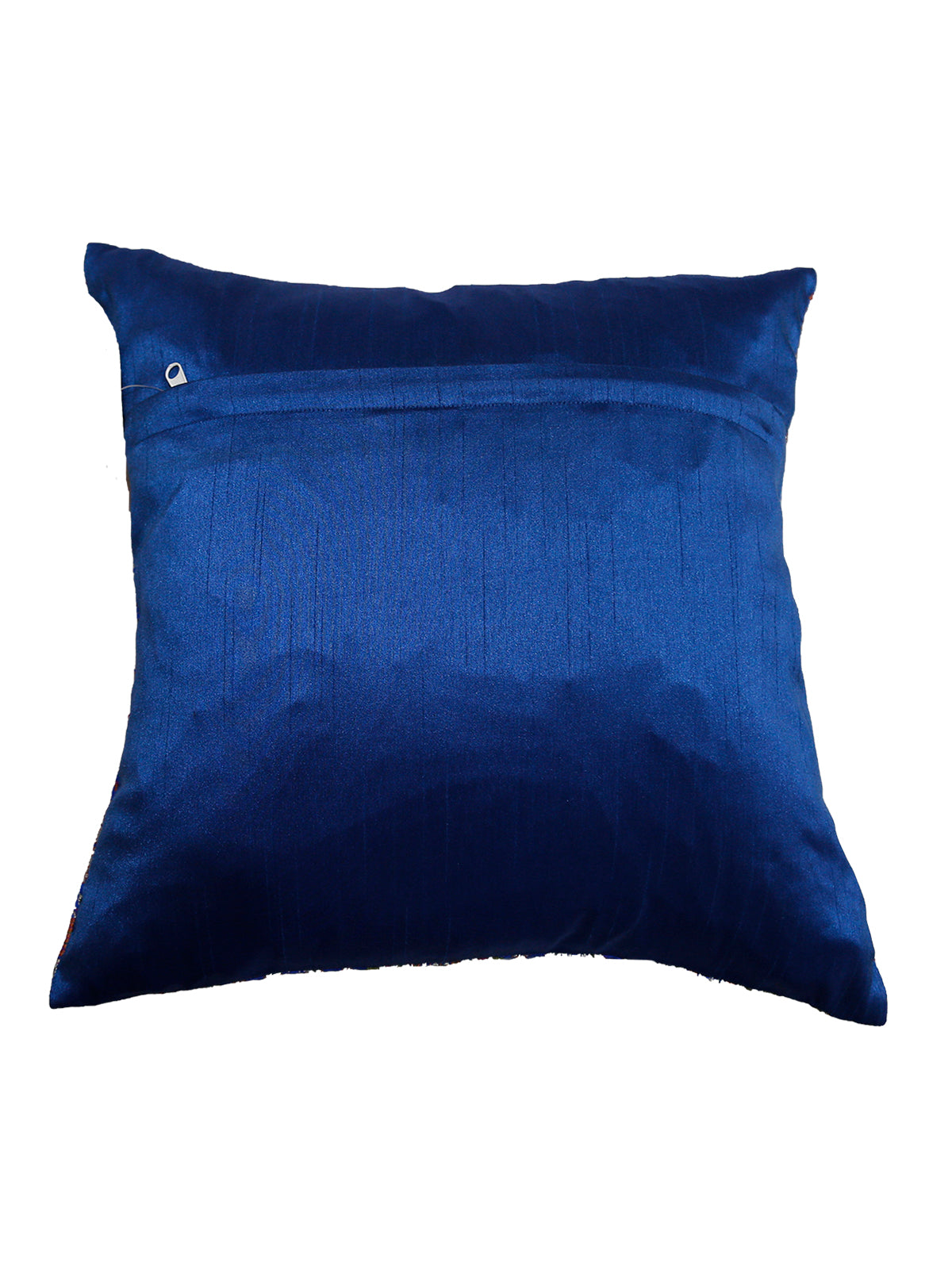 Plain royal blue reverse of the brocade cushion cover