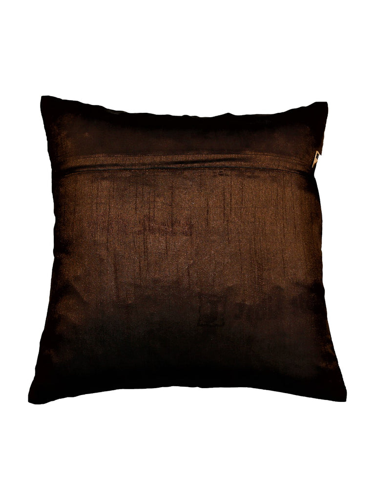 (Brown)Patch Work- Dupion Silk Cushion Cover - Jagdish Store Online Since 1965