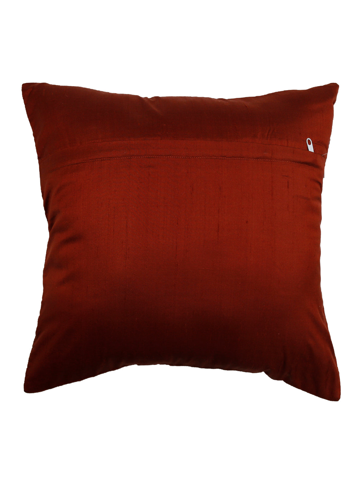 Plain rust silk reverse with concealed zip