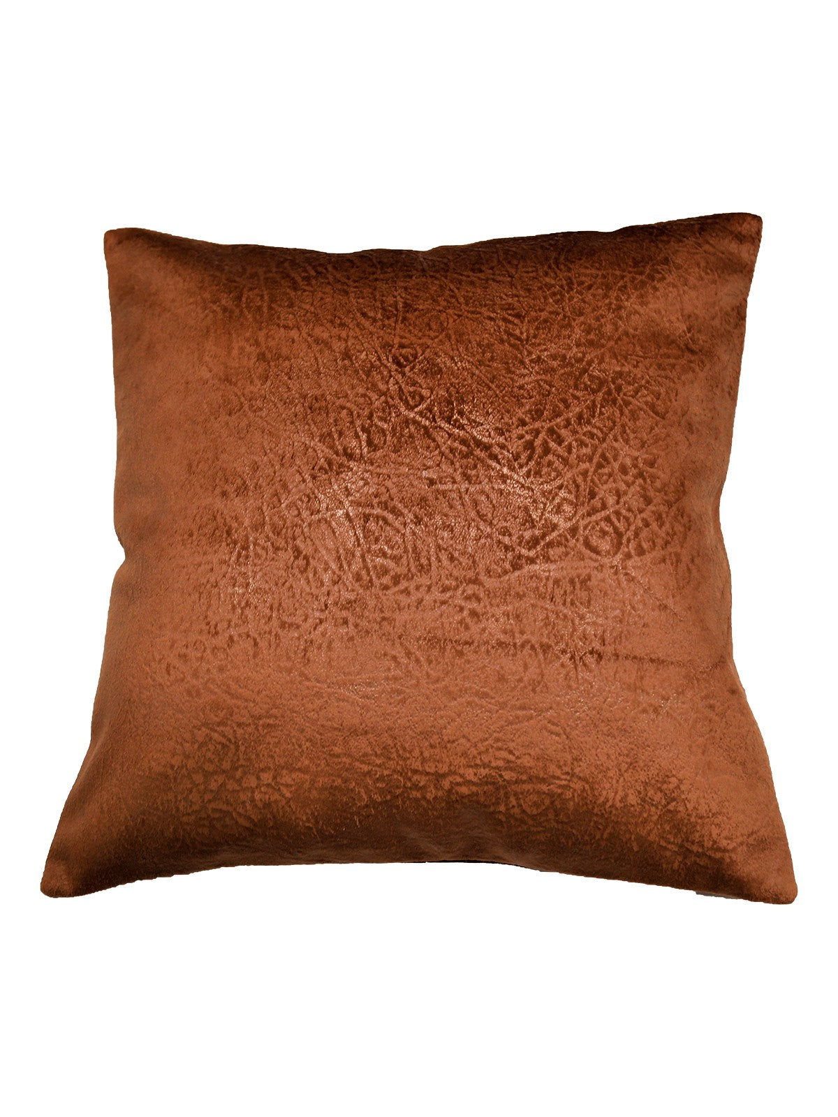 Rust-brown cushion cover with a crackled, sheened texture