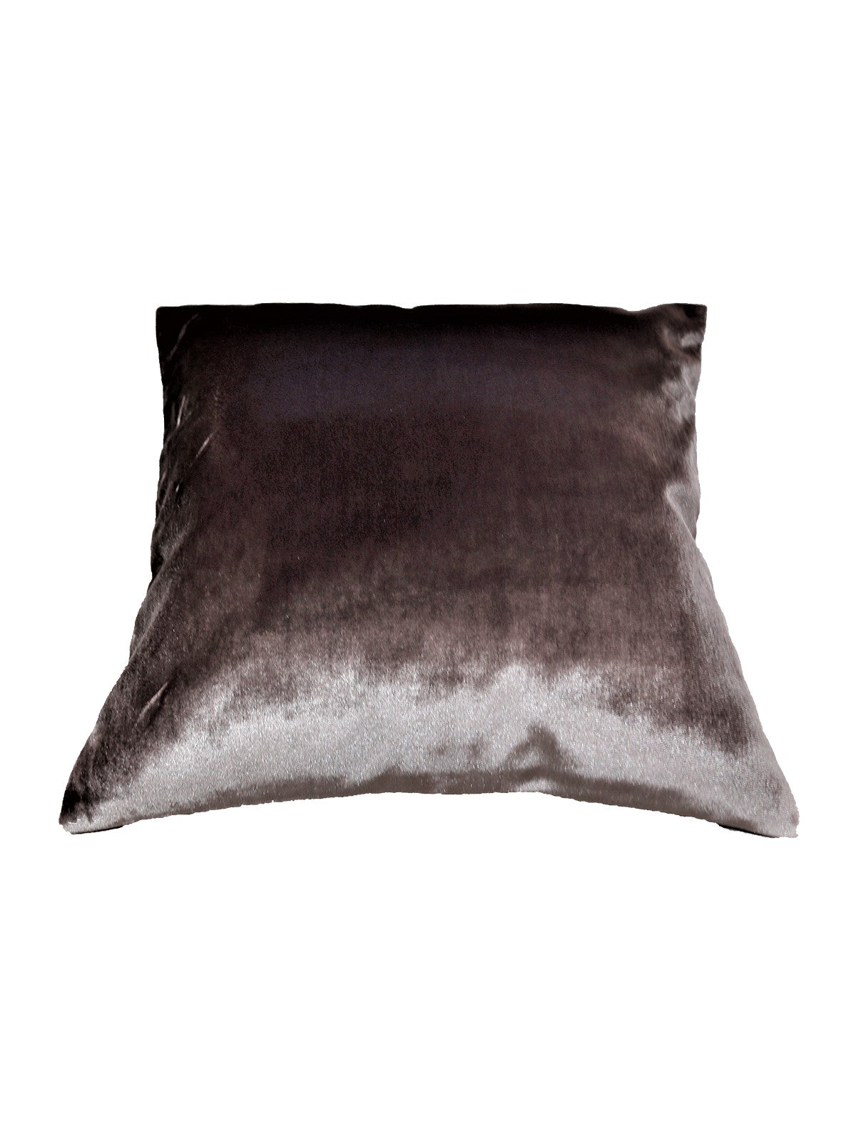 Charcoal-grey ombre velvet cushion cover fading to pale silver at the base