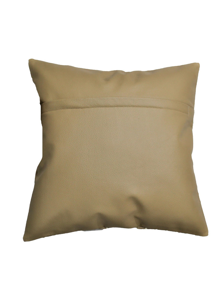 (Beige)Embroidery- Leather Cushion Cover - Jagdish Store Online Since 1965