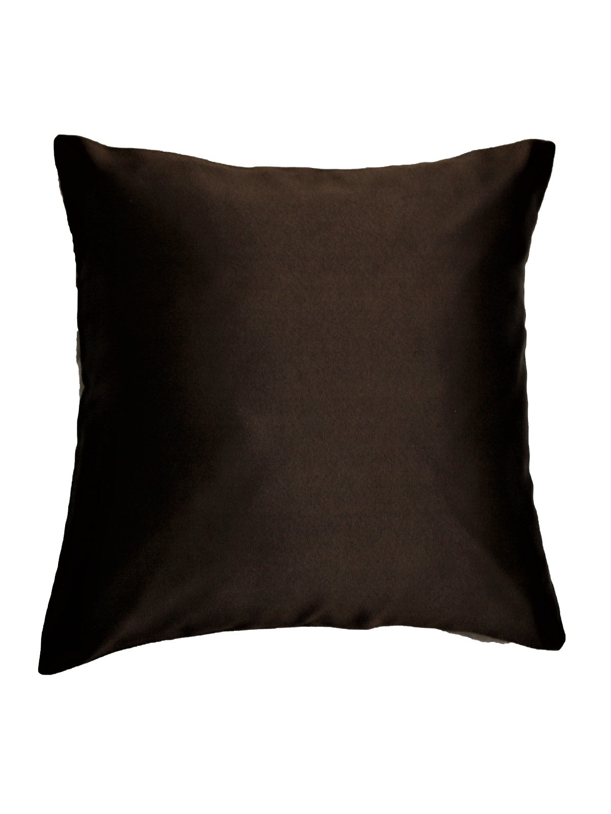 Dark brown plain cushion cover with a smooth satin sheen