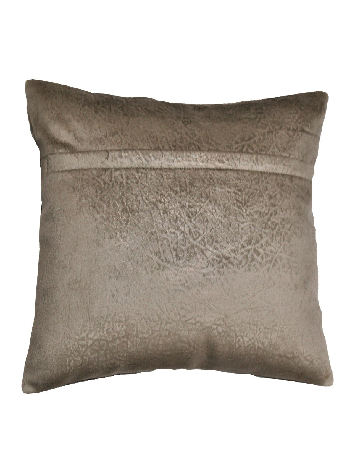 Same taupe-grey crackled texture on the reverse, concealed zip