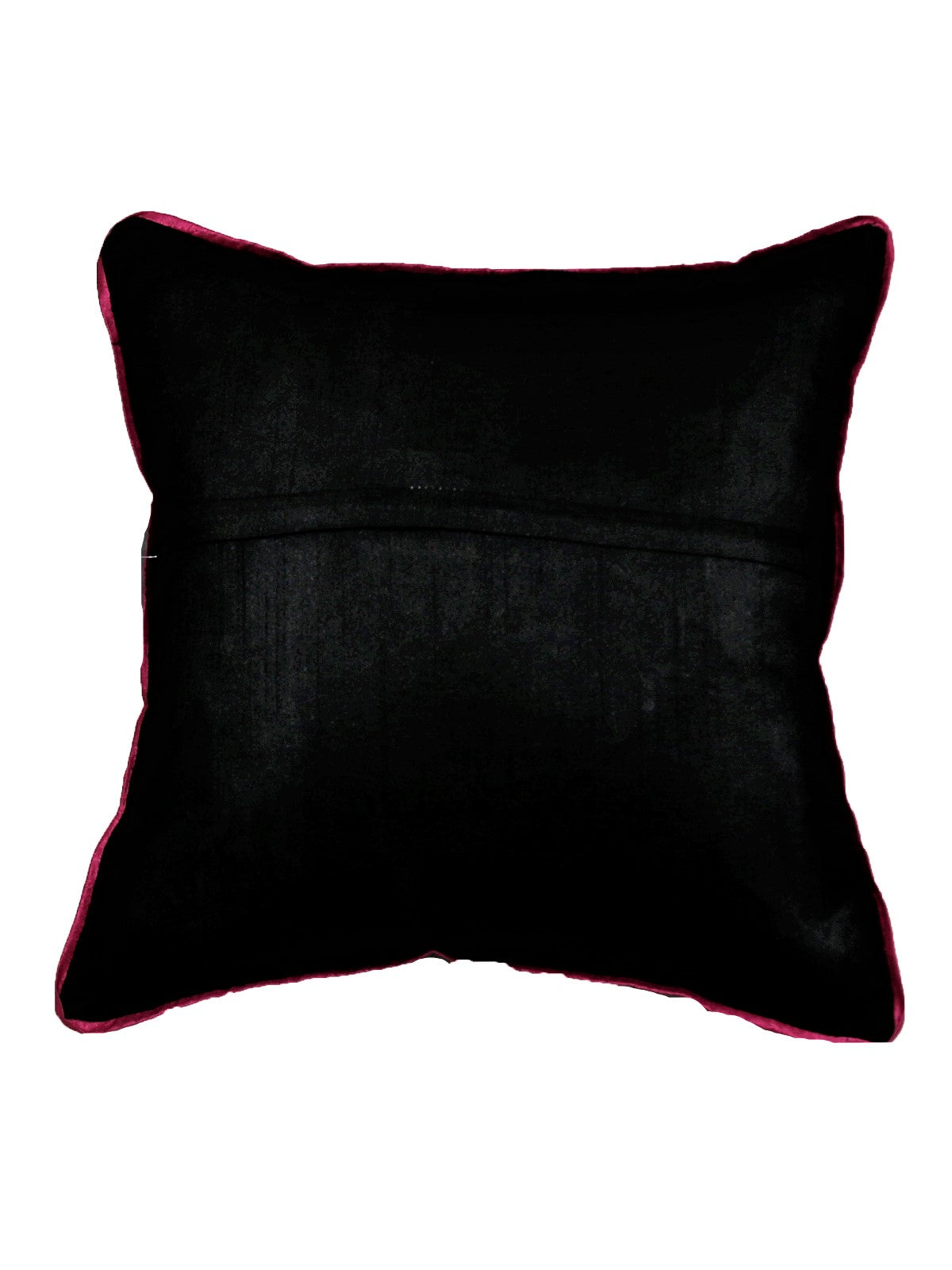 Plain black reverse with magenta piping, concealed zip