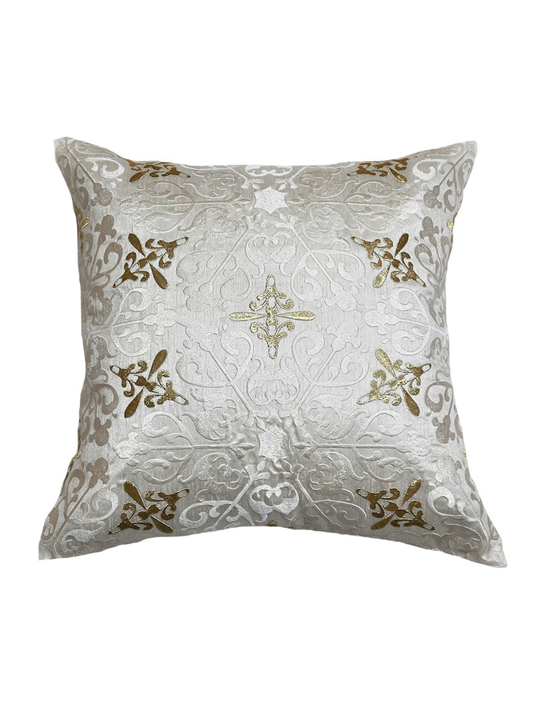 (Cream)Embroidery- Polyester Cushion Cover - Jagdish Store Online Since 1965