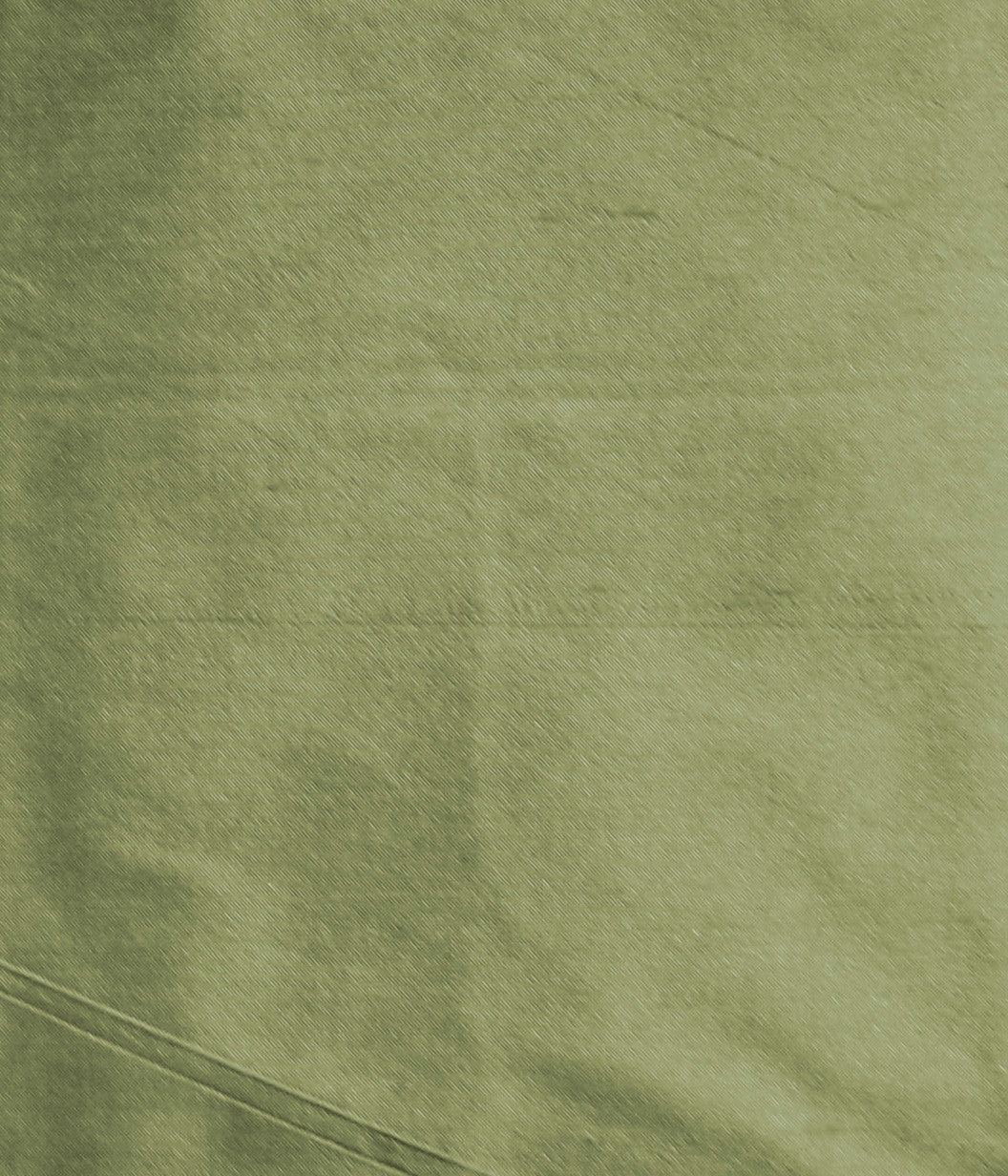 Olive-green silk upholstery fabric in a plain, even colour
