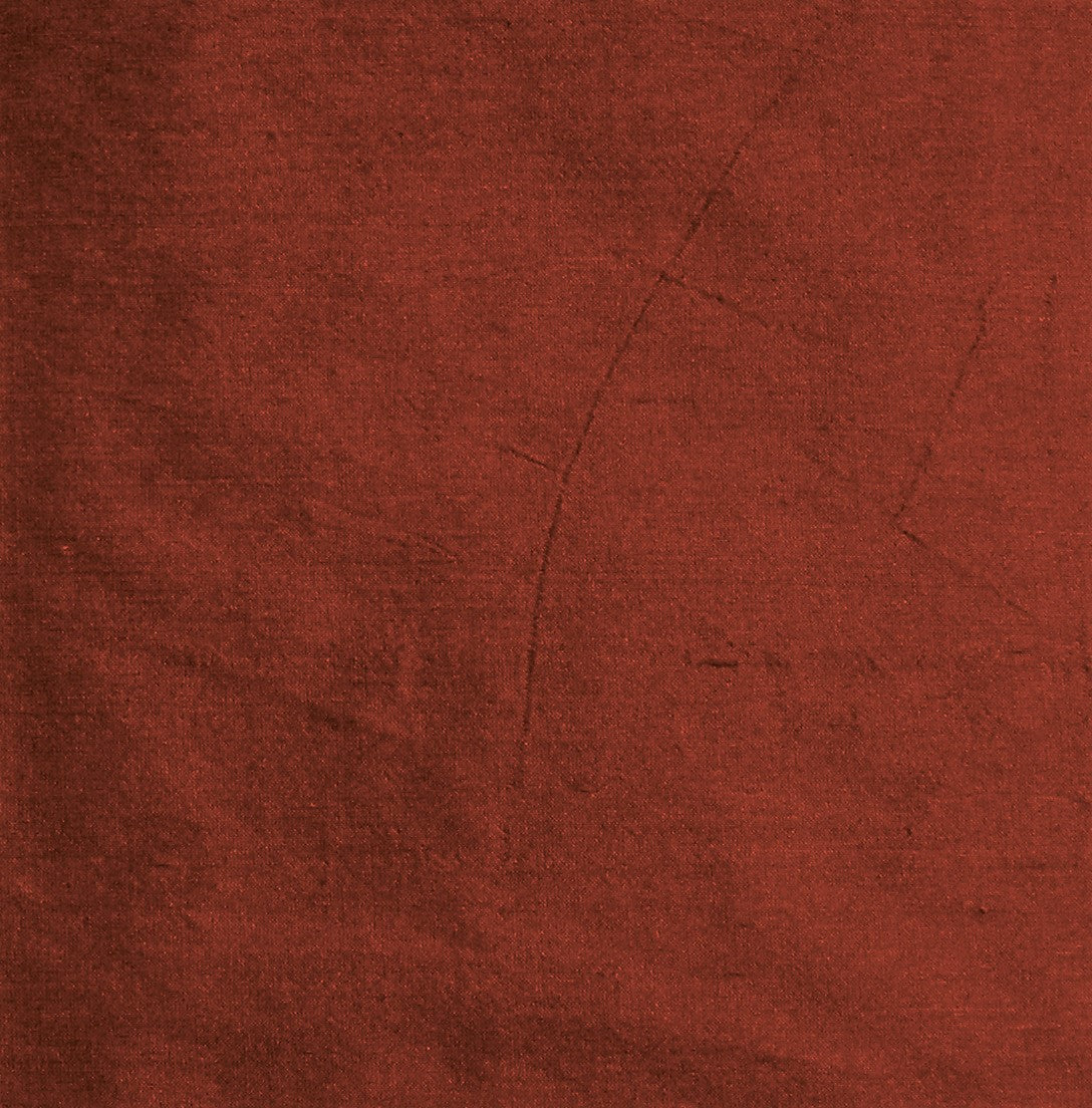 Sanchi plain silk upholstery fabric swatch in deep rust