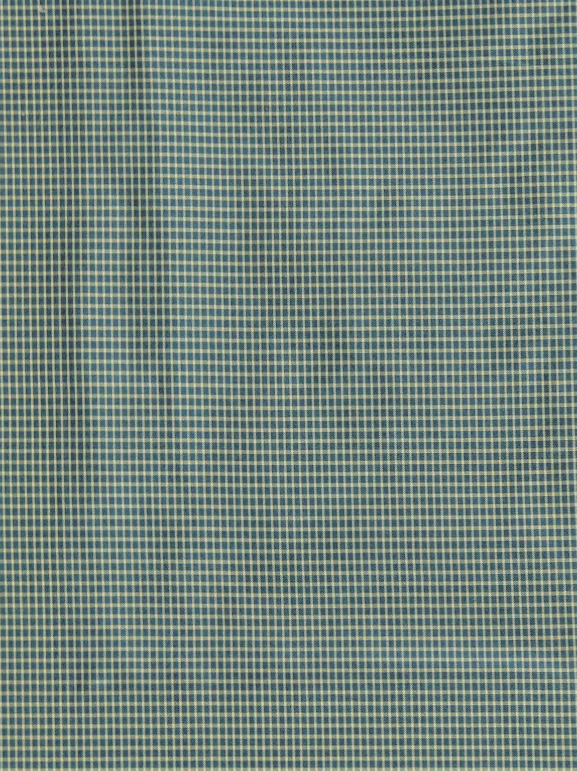 Coordinate silk fabric in a fine slate blue-green and cream gingham micro-check