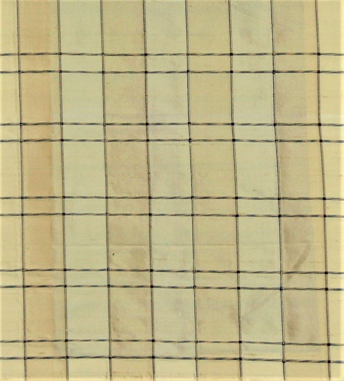 Elegant silk upholstery fabric swatch in fawn with a windowpane check