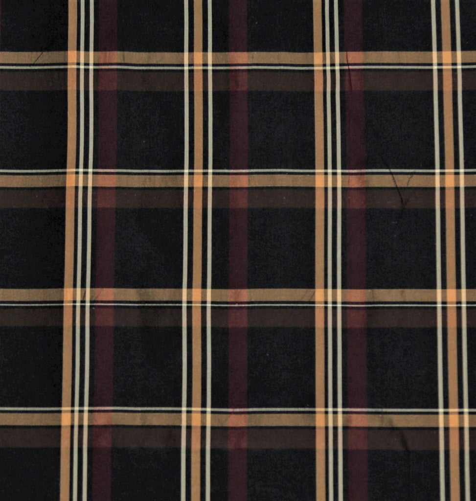 Tafeta Check Upholstery Fabric Silk (Black/Maroon)-Rs. 1450 per mtr - Jagdish Store Online Since 1965