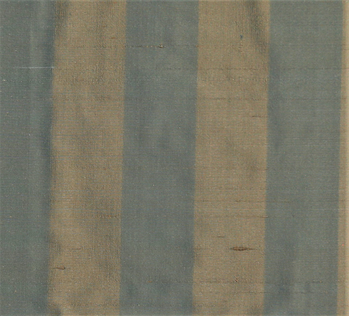 Premium silk upholstery fabric swatch in sand and slate blue-grey stripes