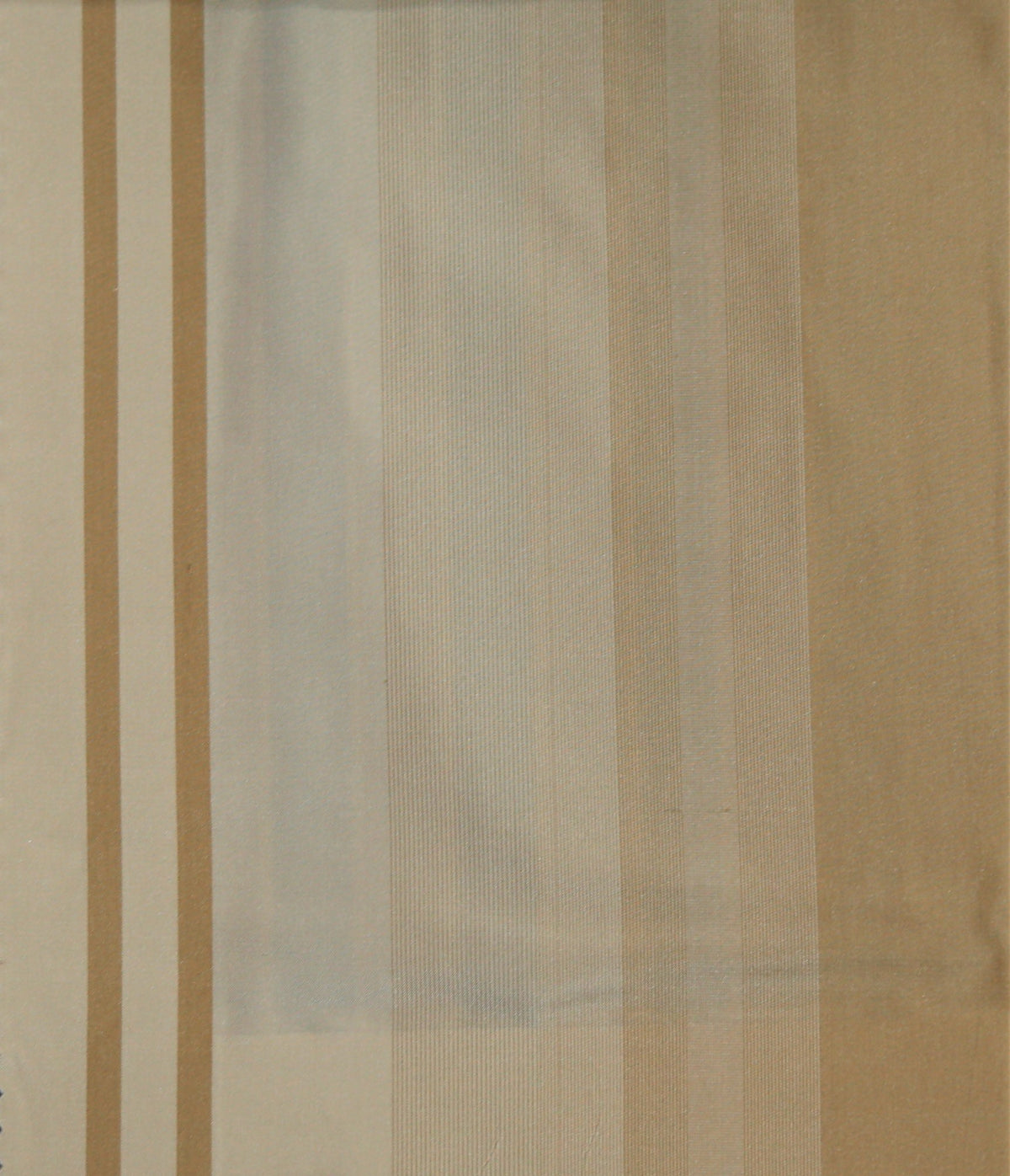 Beige, cream, and soft blue-grey striped silk upholstery fabric